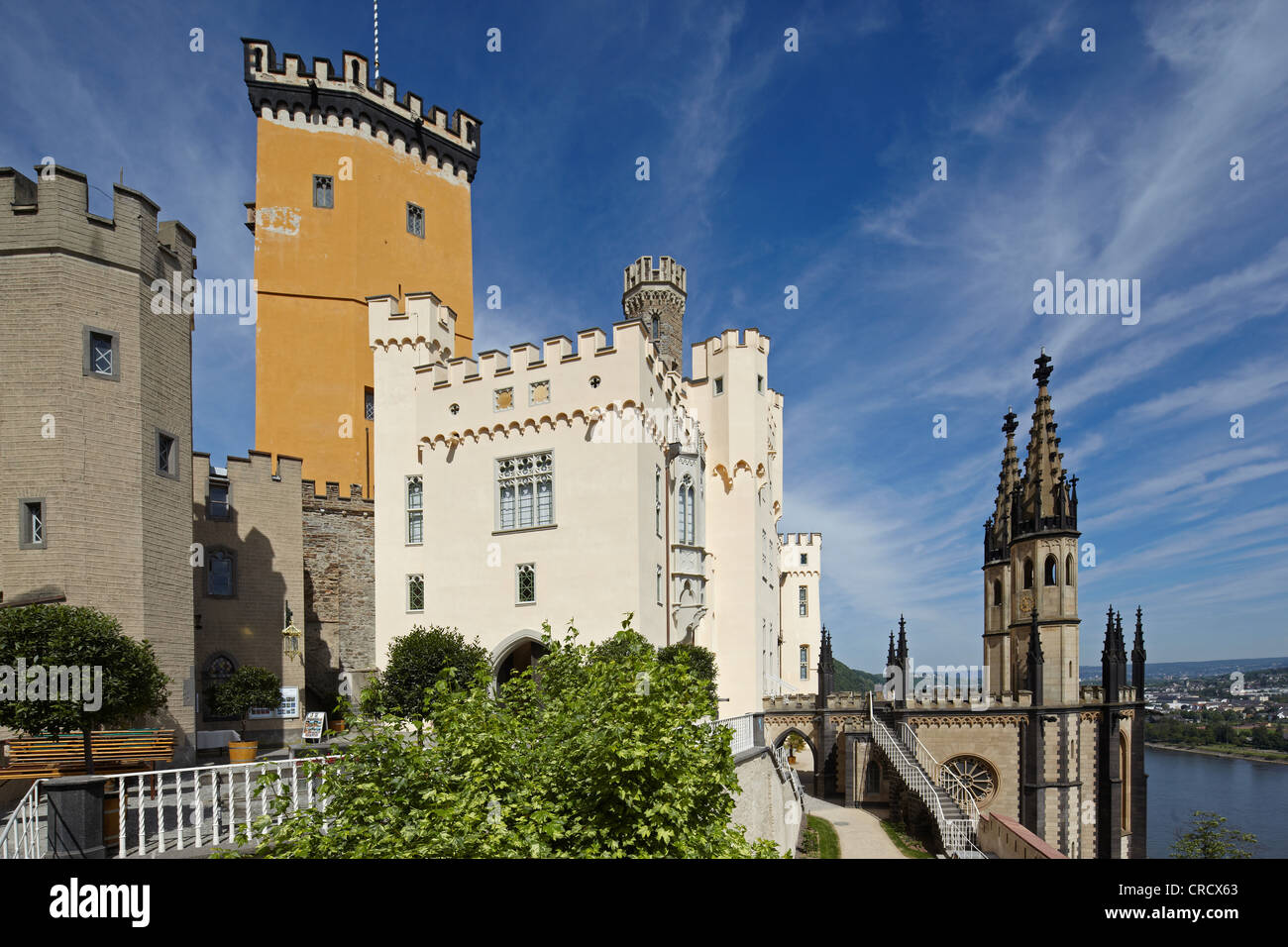 Schloss Stolzenfels Castle on the Rhine, Koblenz, UNESCO World Heritage Site, Upper Middle Rhine Valley, Rhineland-Palatinate Stock Photo