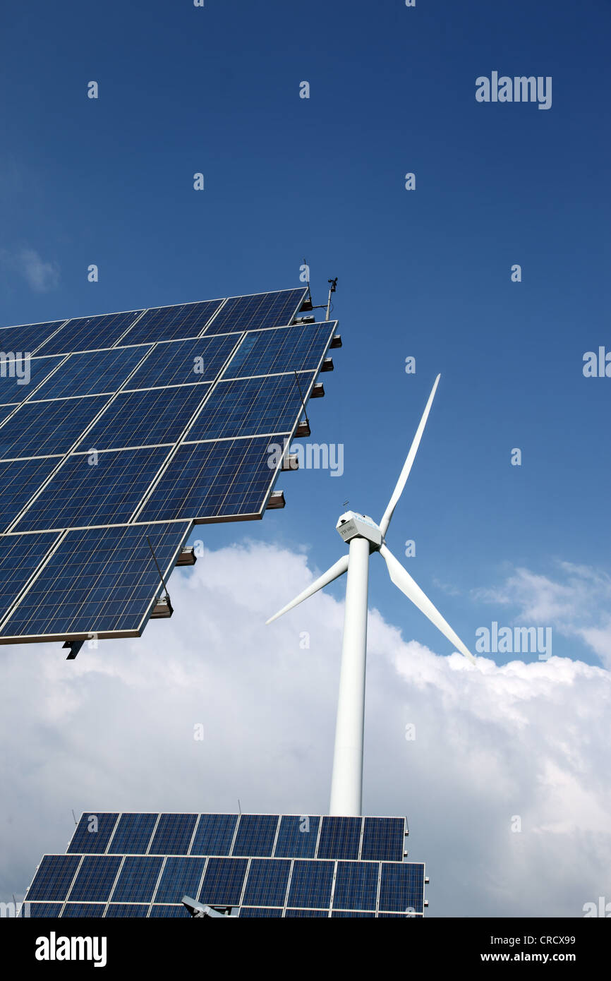 Solar panel and wind turbine, renewable energy sources Stock Photo Alamy