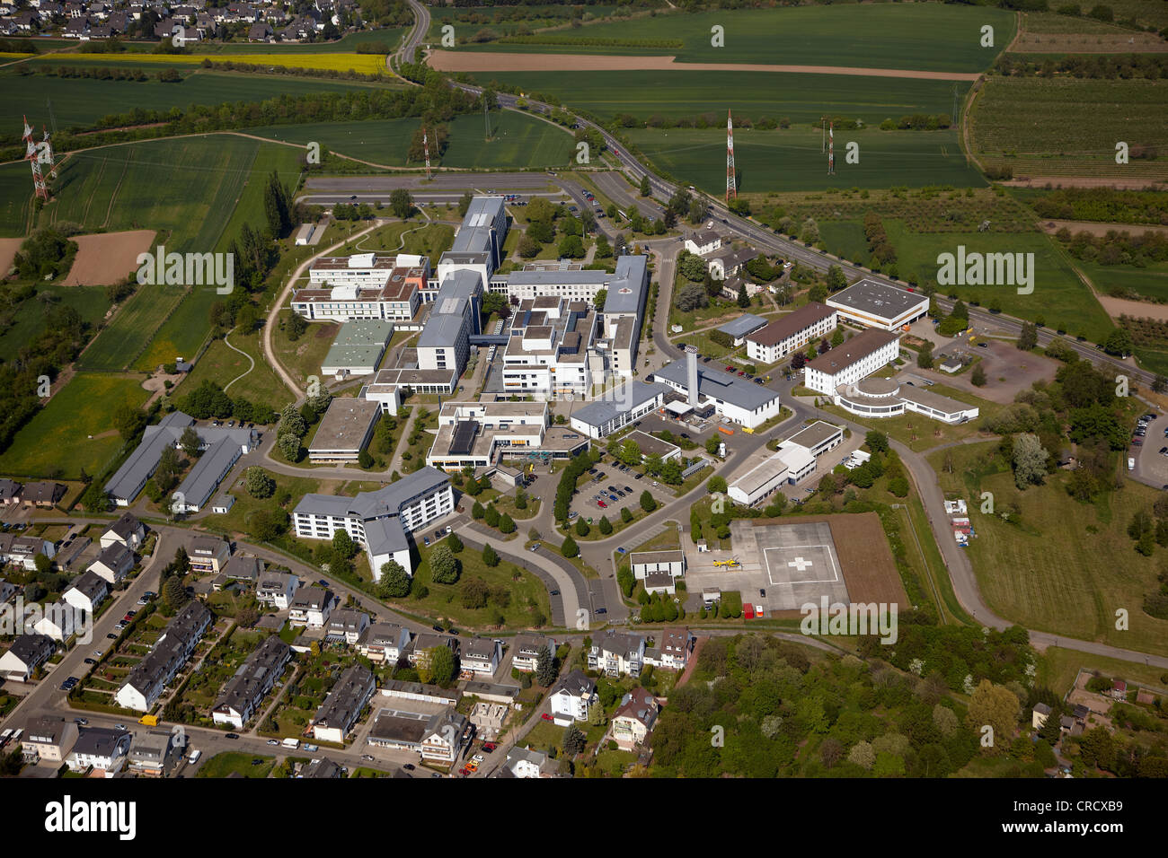 Aerial view, Central Hospital of the German armed forces, Koblenz, Rhineland-Palatinate, Germany, Europe Stock Photo