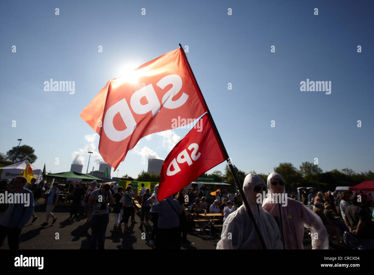 Protest in front of the French Cattenom Nuclear Power Plant, Lorraine region, France, Europe Stock Photo