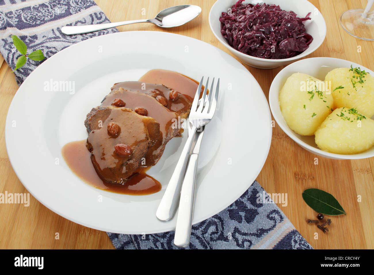 Rhenish sauerbraten sour roast, potato dumplings, red cabbage Stock
