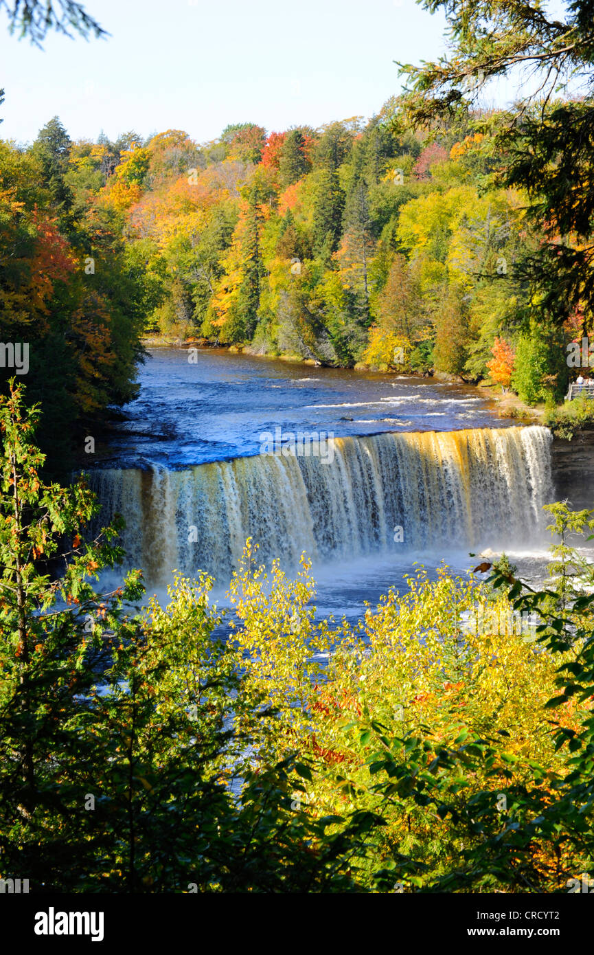 Tahquamenon Falls and River in autumn Michigan Upper Peninsula Stock