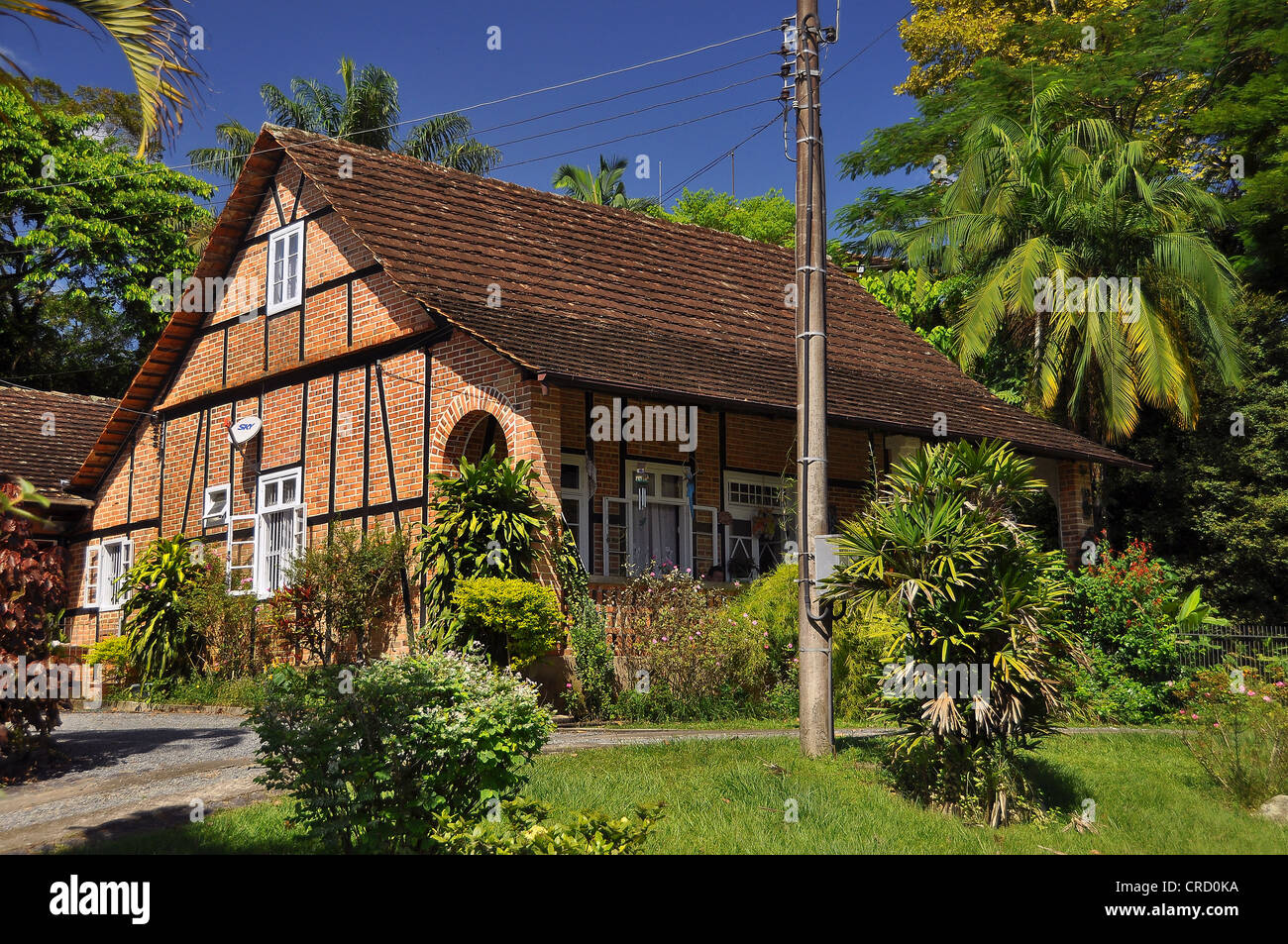 Half-timbered house in Pomerode, the 'most German' village in Brazil, Blumenau, Santa Caterina, Brazil, South America Stock Photo