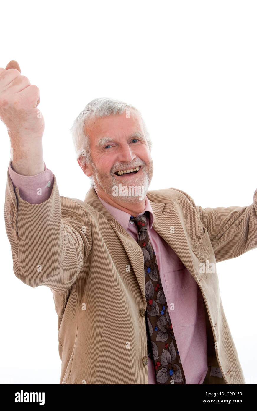 jubilating, older man Stock Photo