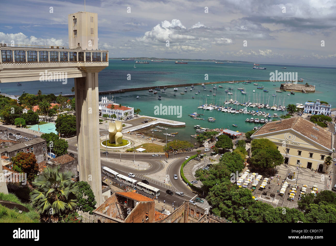 View of the harbour of Salvador de Bahia, Bahia, Brazil, South America Stock Photo