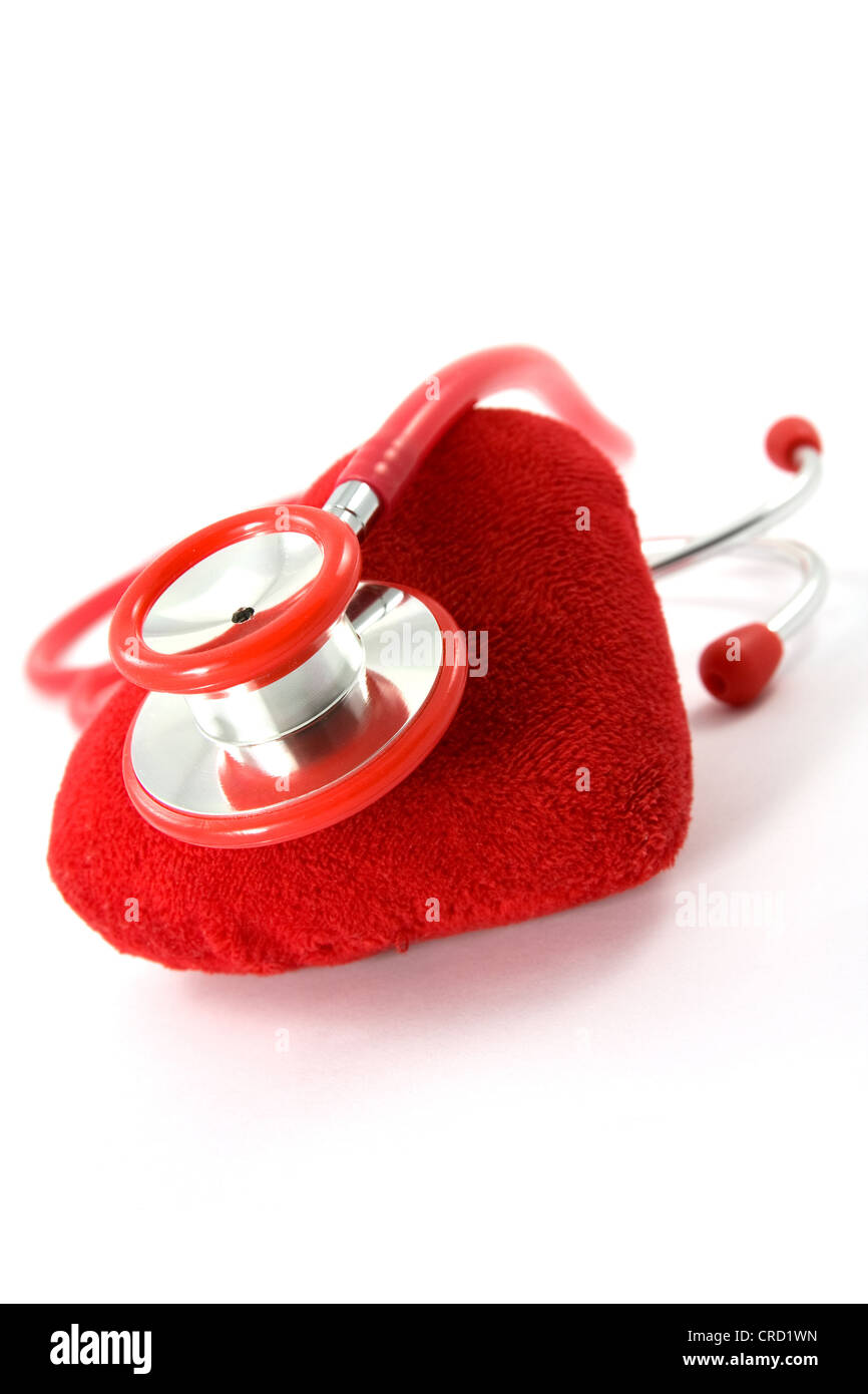 Heart and a stethoscope on white background Stock Photo - Alamy