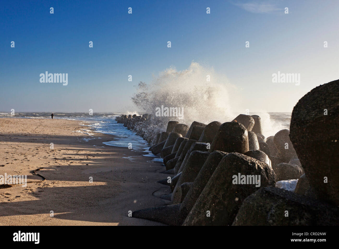 Surf and tetrapod barriers, Hoernum, Sylt, Schleswig-Holstein, Germany, Europe Stock Photo