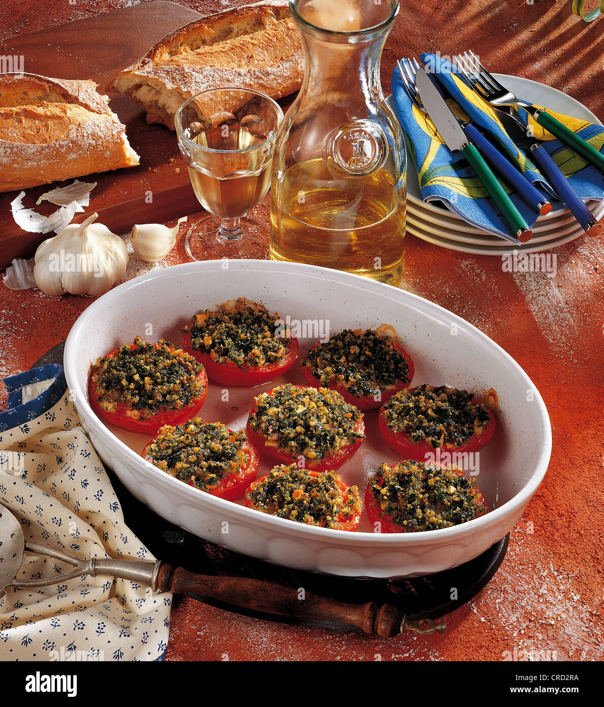 Gratin of tomato and vegetables, France. Stock Photo