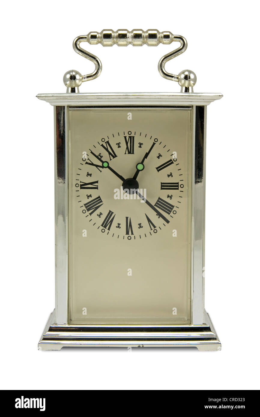 old analogue clock isolated on white background Stock Photo - Alamy