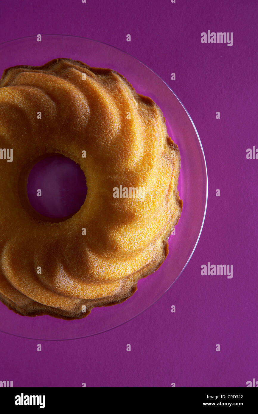 Ringshaped cake on glass plate Stock Photo Alamy