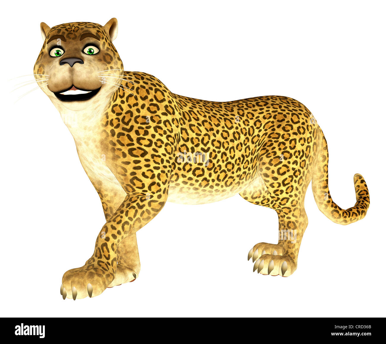 Illustration of a happy leopard isolated on a white background Stock Photo