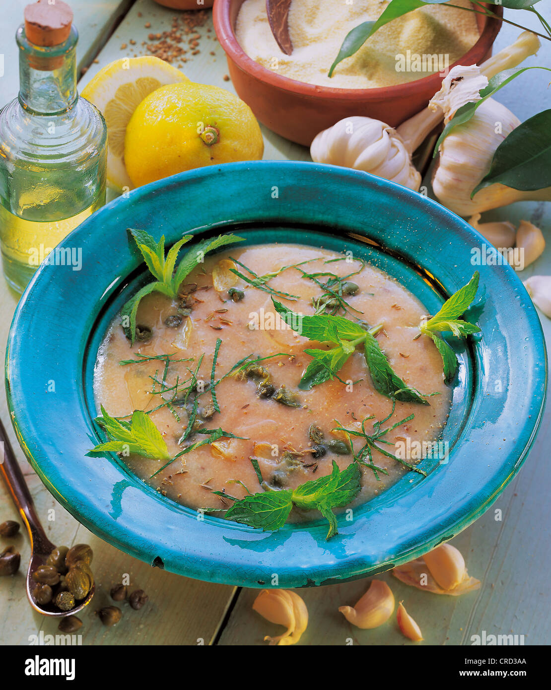 North African semolina soup, Tunisia. Stock Photo