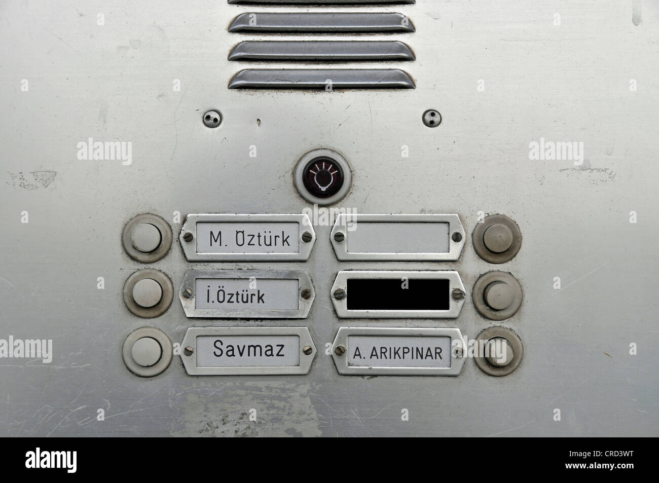 doorbell panel with turkish names, Germany, Koeln-Muelheim Stock Photo