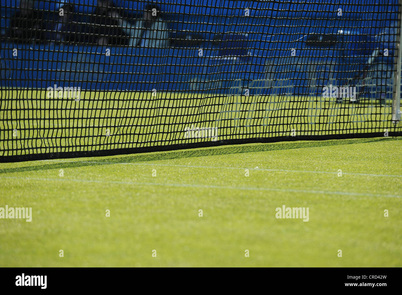 Grass tennis court and net at Devonshire Park Eastbourne Sussex UK Stock Photo