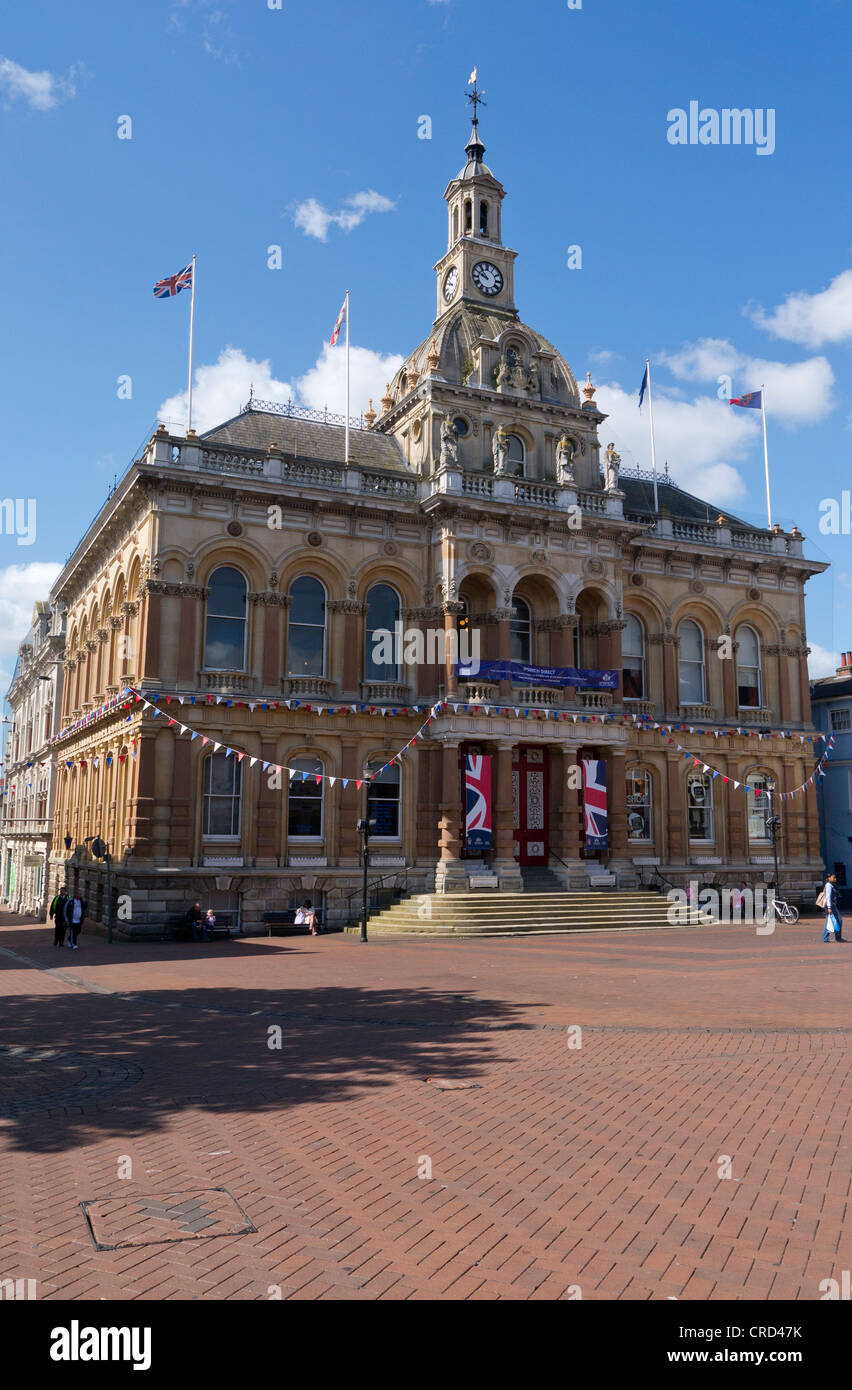 Ipswich Town hall building.  Victorian architecture built in 1868. Stock Photo