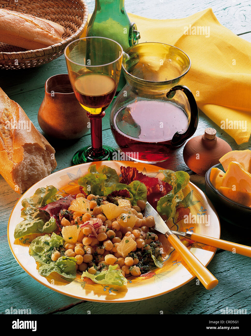 Castilian chickpea salad, whole food cuisine, Spain. Stock Photo