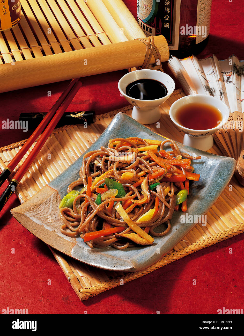Japanesestyle buckwheat noodles with shiitake mushrooms, bamboo shoots