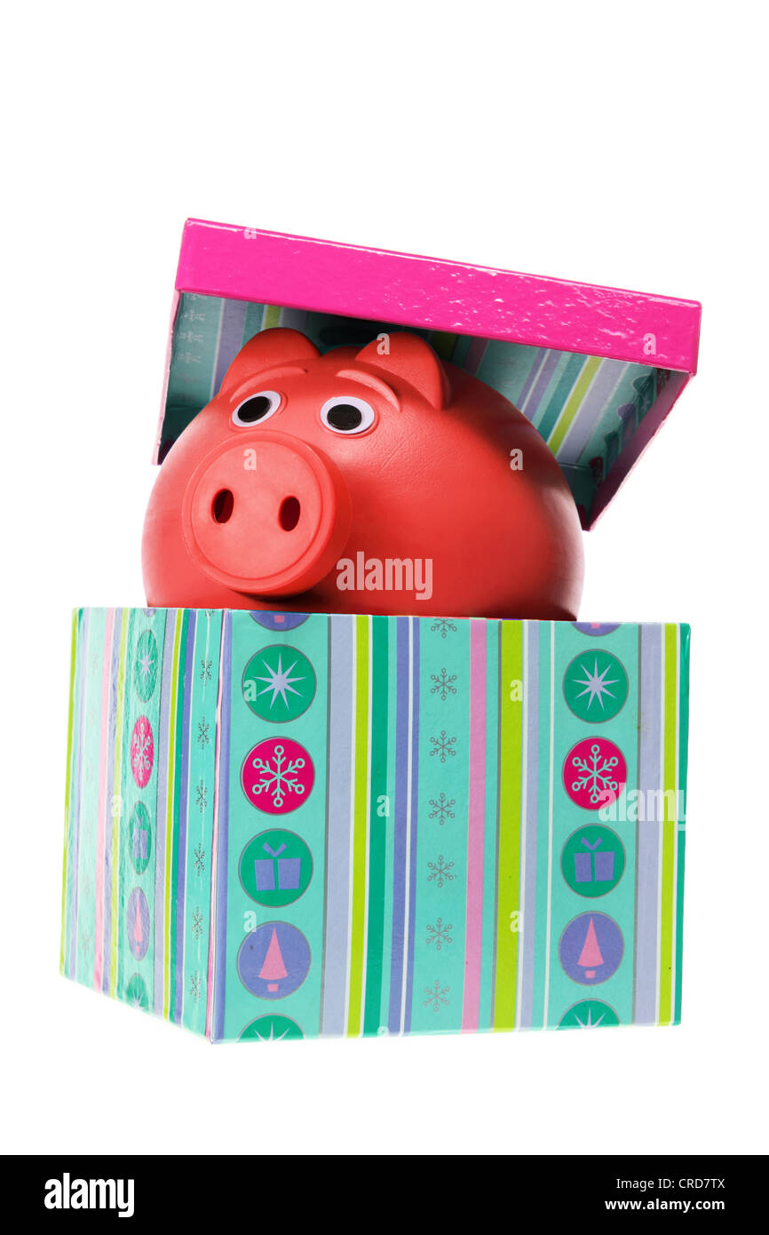 Piggybank in Gift Box Stock Photo