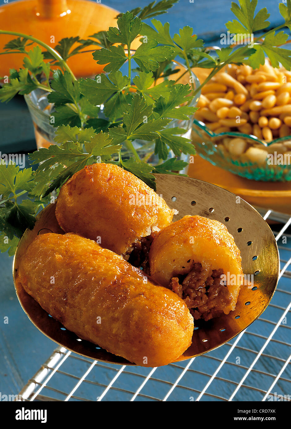 Jerusalem meat rolls, spicy minced meat surrounded by a dough of potatoes and flour with a hint of nutmeg, Israel Stock Photo