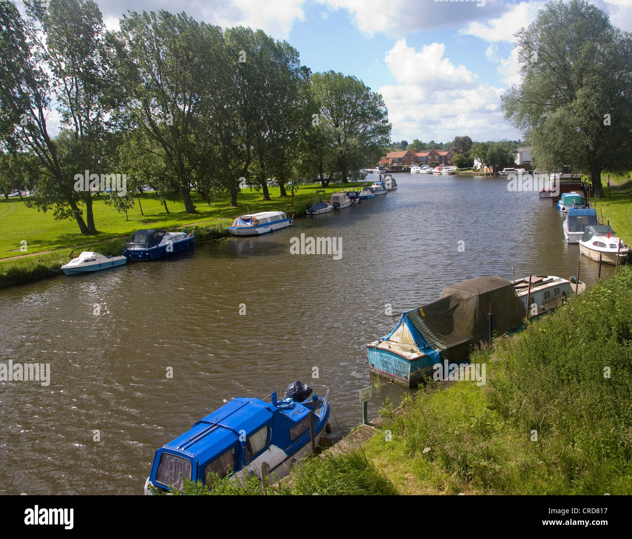 Pleasure boats of the River Waveney at Beccles, Suffolk, England Stock