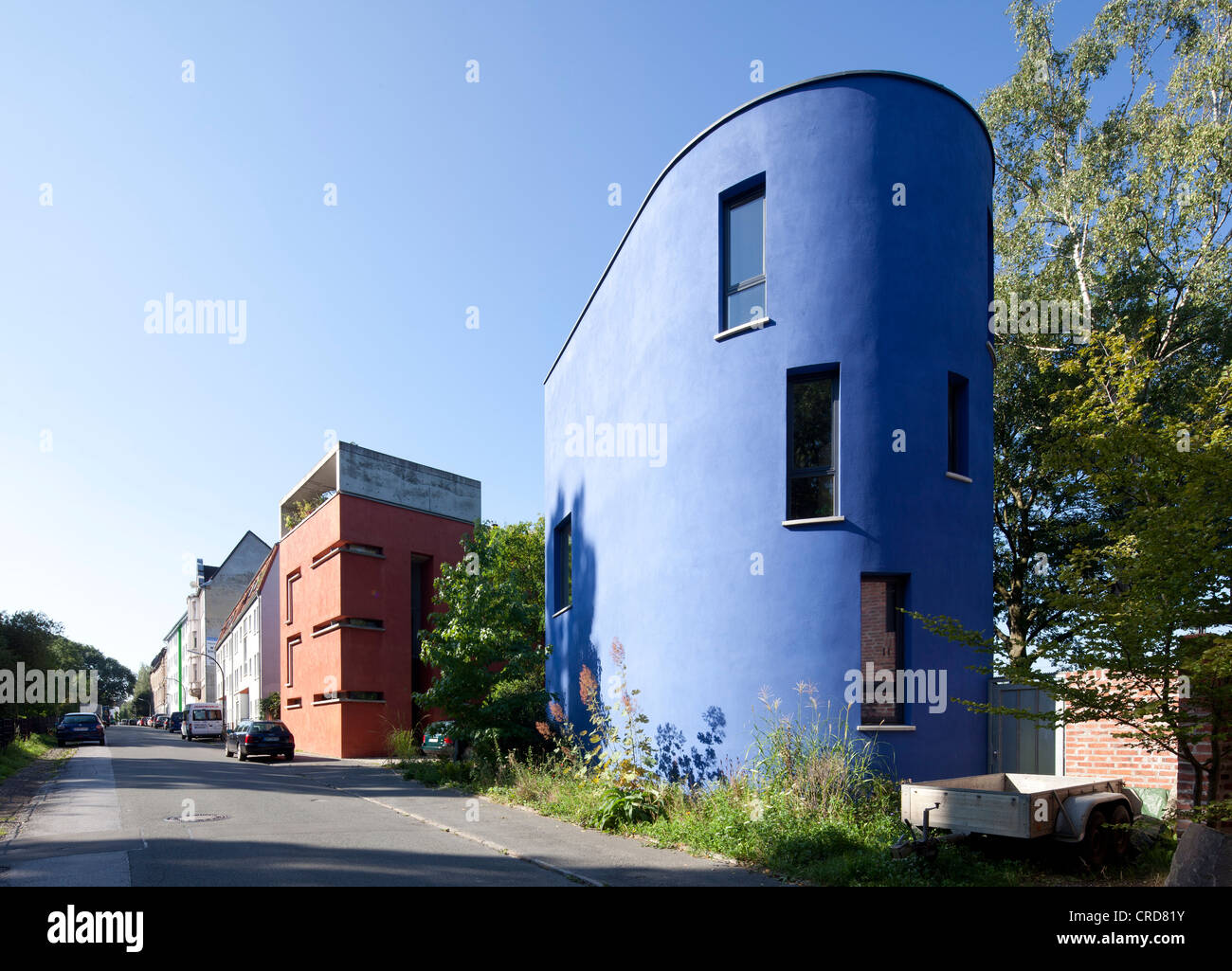 Red and Blue House, Tremonia Houses of Architects, Dortmund, Ruhr Area, North Rhine-Westphalia, Germany, Europe, PublicGround Stock Photo