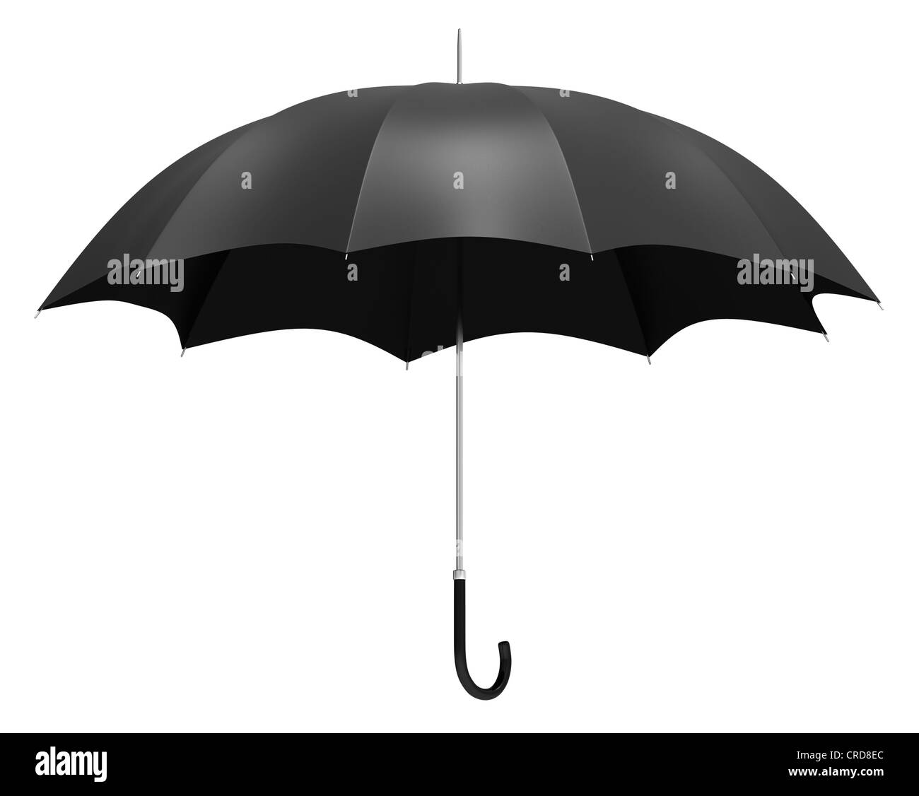Open black umbrella isolated on white background Stock Photo Alamy