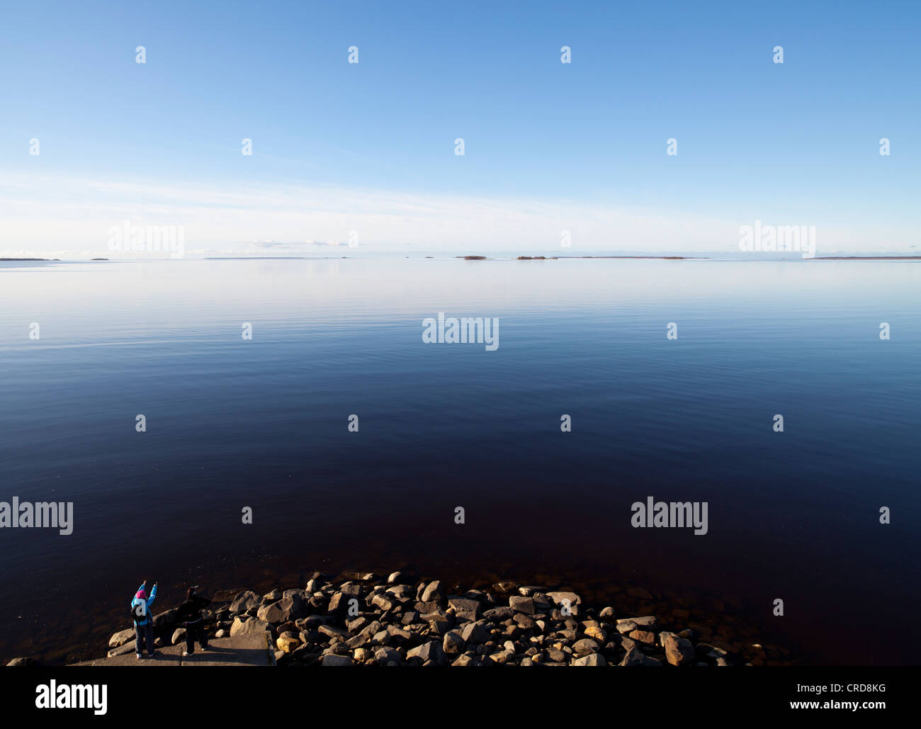 High angle view of flat calm Baltic Sea at  Gulf of Bothnia , Finland Stock Photo