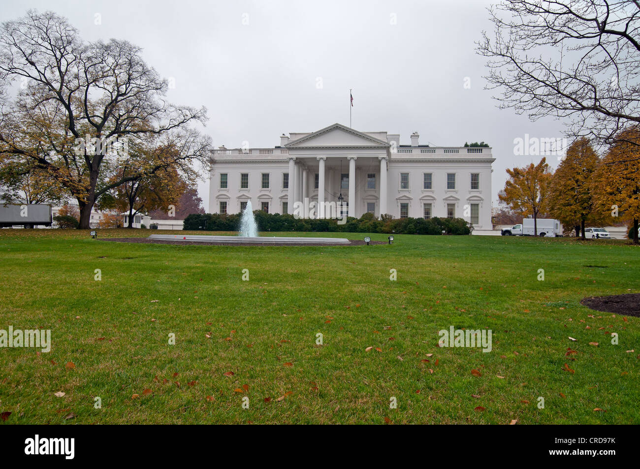 USA, Washington. North facade of the White House in the autumn in cloudy weather Stock Photo
