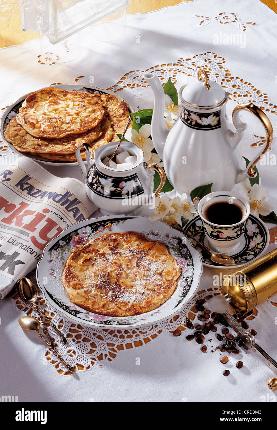 Anatolian almond pancakes, Turkey. Stock Photo