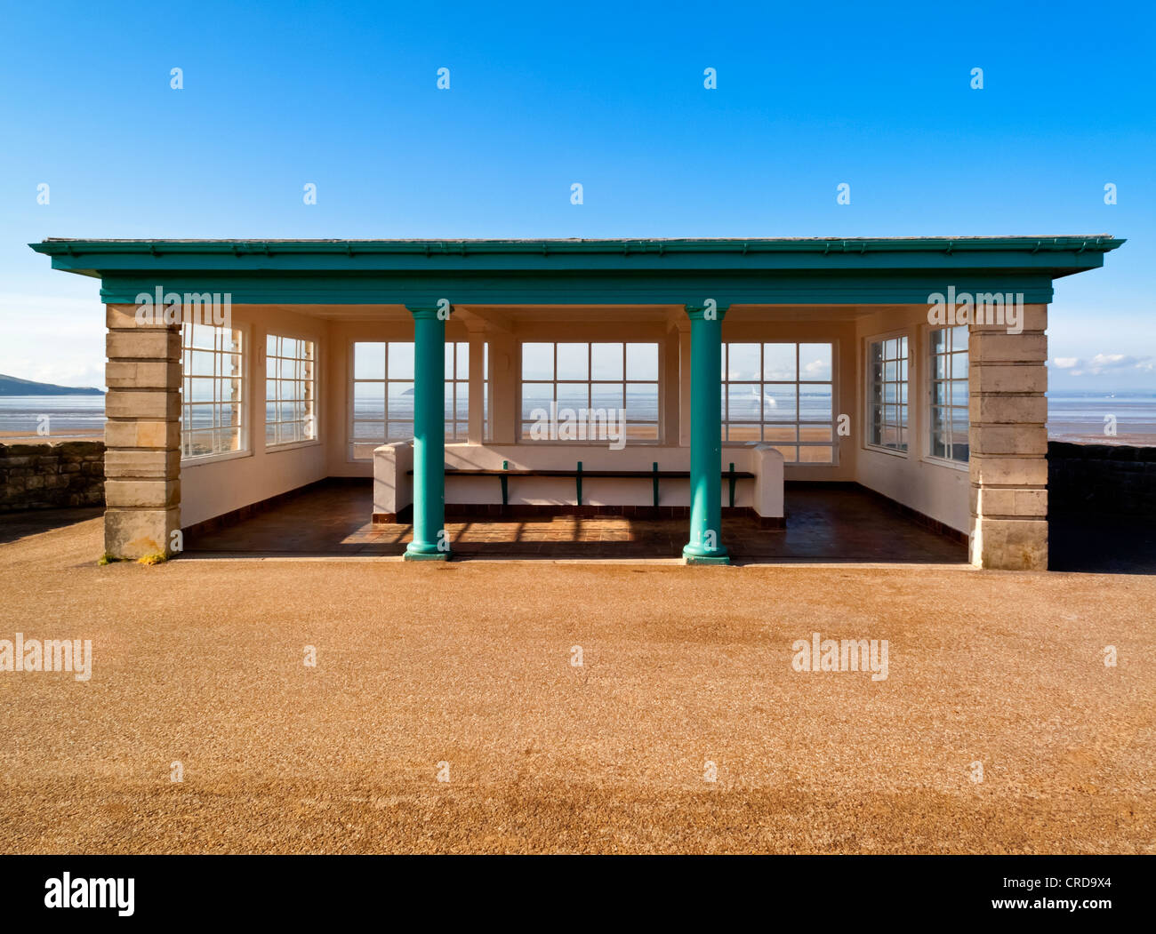 Traditional beach shelter on the promenade at Weston Super Mare North Somerset England UK Stock