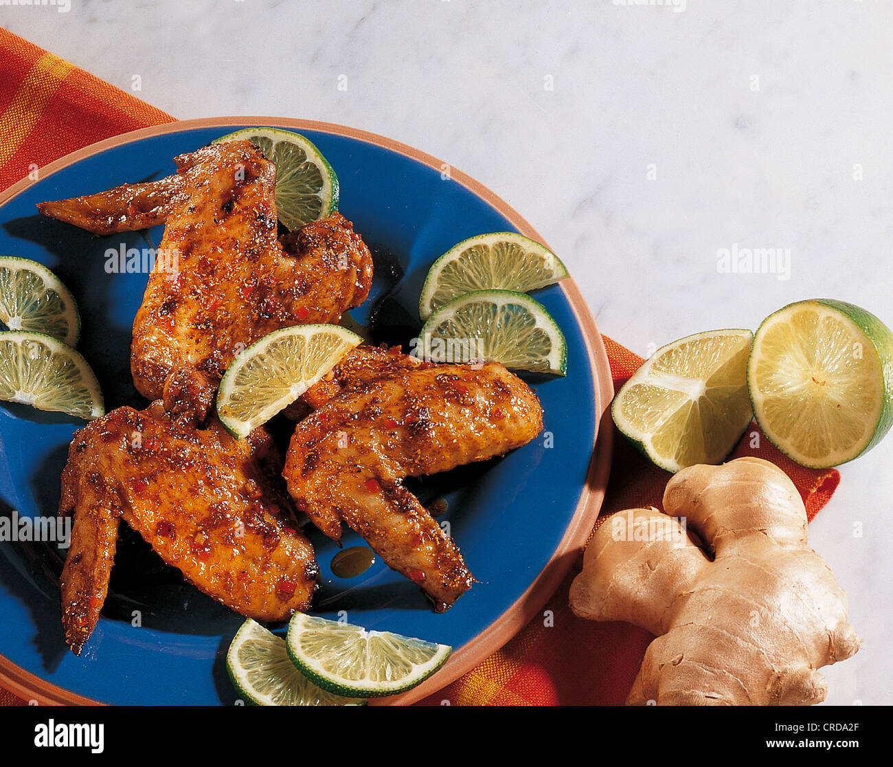 Spicy chicken wings, Caribbean. Stock Photo