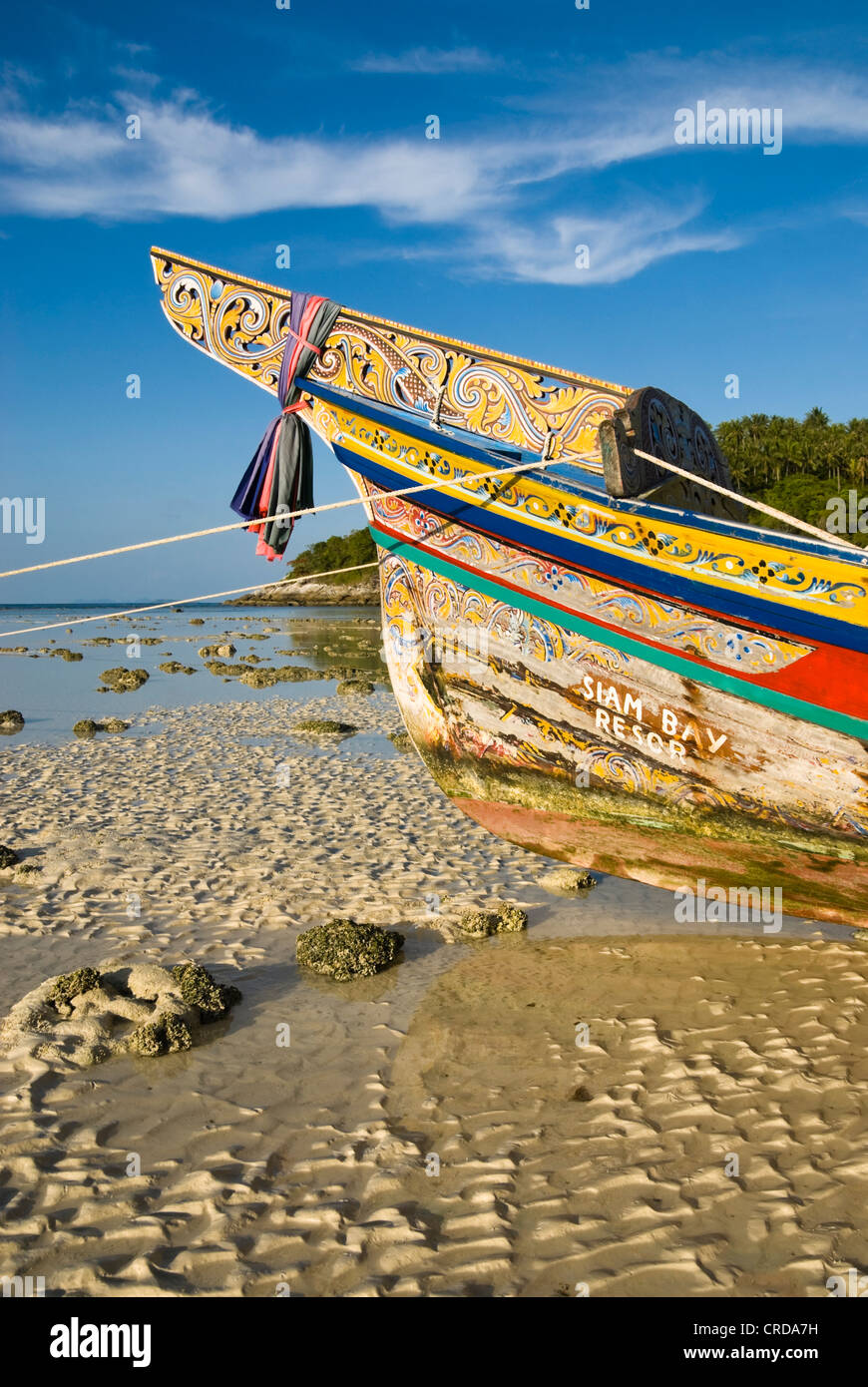 Longtail boat, Racha Yai Island, Phuket, Thailand, Asia Stock Photo