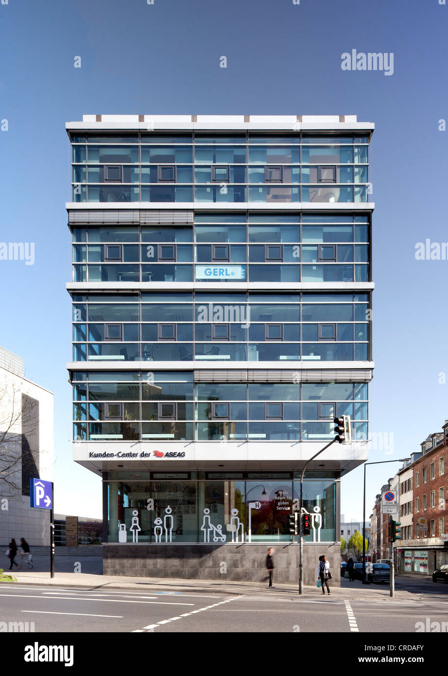 EBV-Carré office building, glass facade, Aachen, North Rhine-Westphalia, Germany, Europe, PublicGround Stock Photo