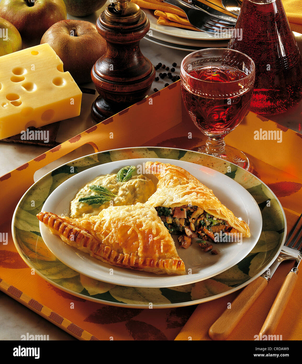 Emmental cheese and mushroom turnovers, Switzerland Stock Photo Alamy