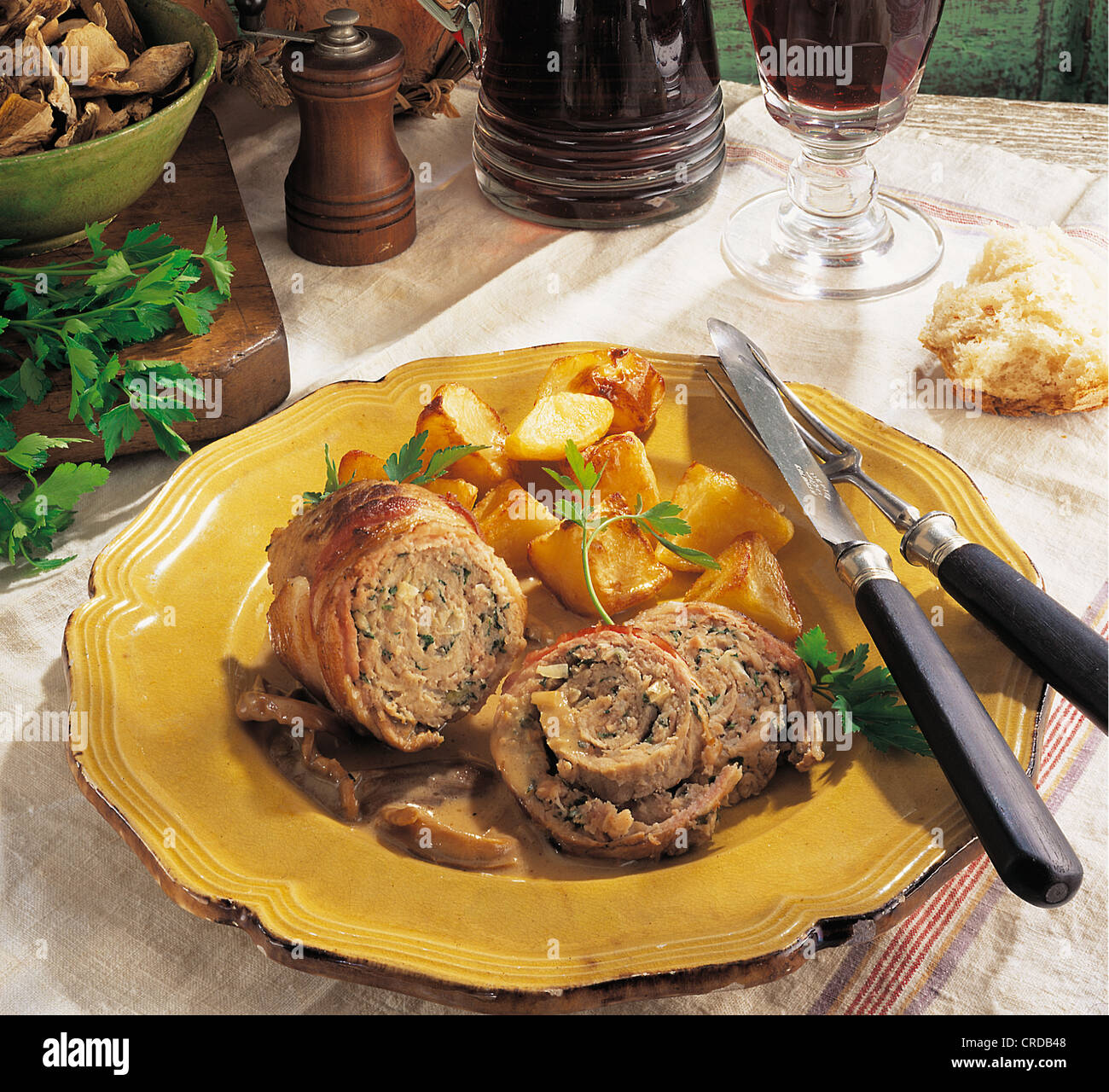 Veal roulades with porcini mushrooms, France Stock Photo Alamy