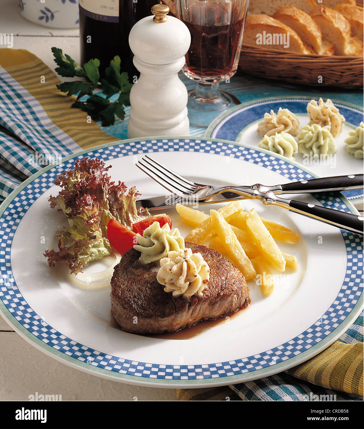 Beef fillet with two kinds of butter, France Stock Photo Alamy