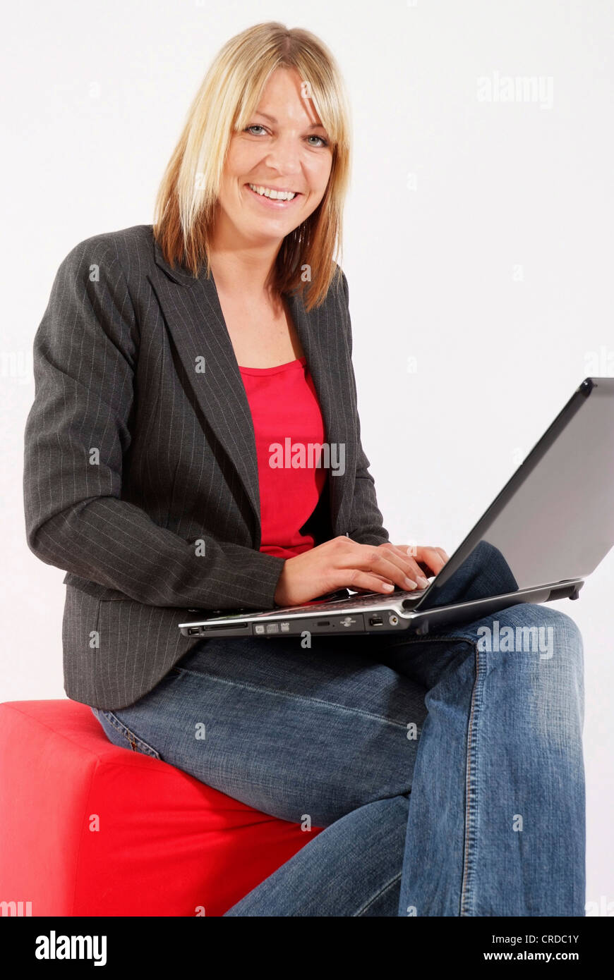 young business woman using laptop Stock Photo