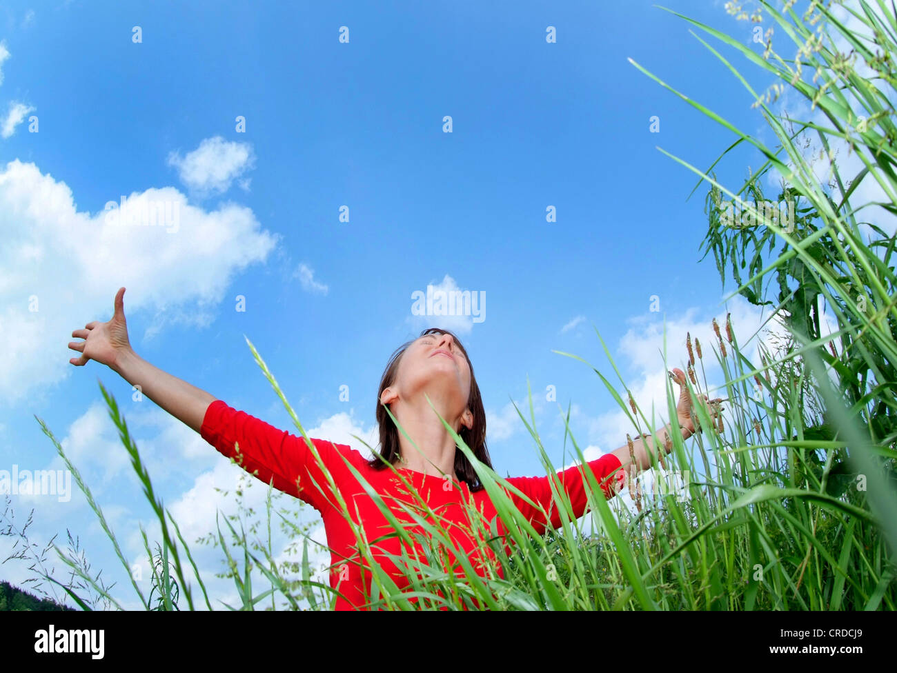 woman enjoys nature Stock Photo Alamy