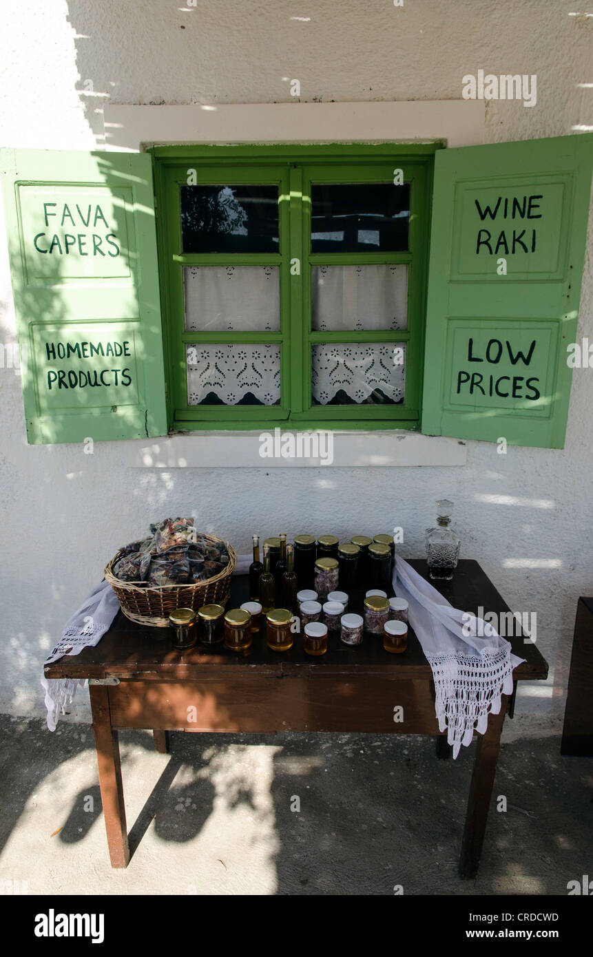 Street food market Santorini Cyclades Greek Islands Greece Europe Stock Photo