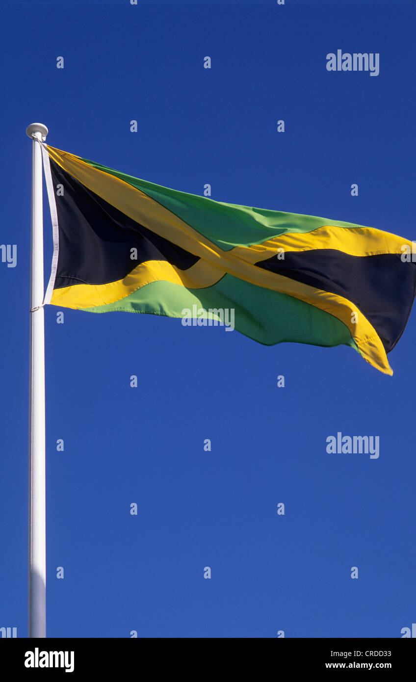 The national flag of Jamaica. Stock Photo