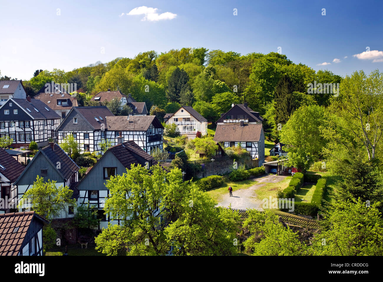 view from the Castle Blankenstein on the the historical village of Blankenstein, Germany, North Rhine-Westphalia, Ruhr Area, Hattingen Stock Photo