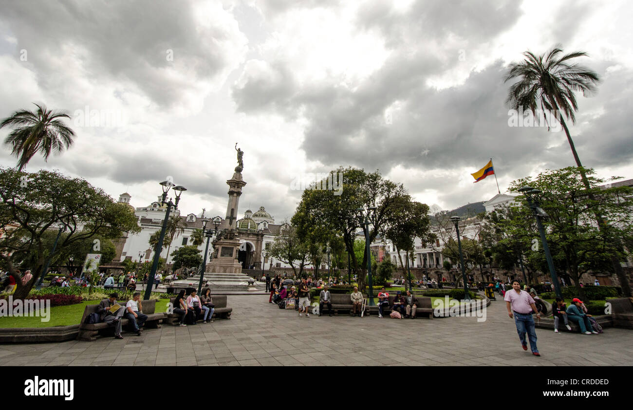 Plaza de la Independencia (Independence Square) opposite government palace Quito Ecuador South America Stock Photo