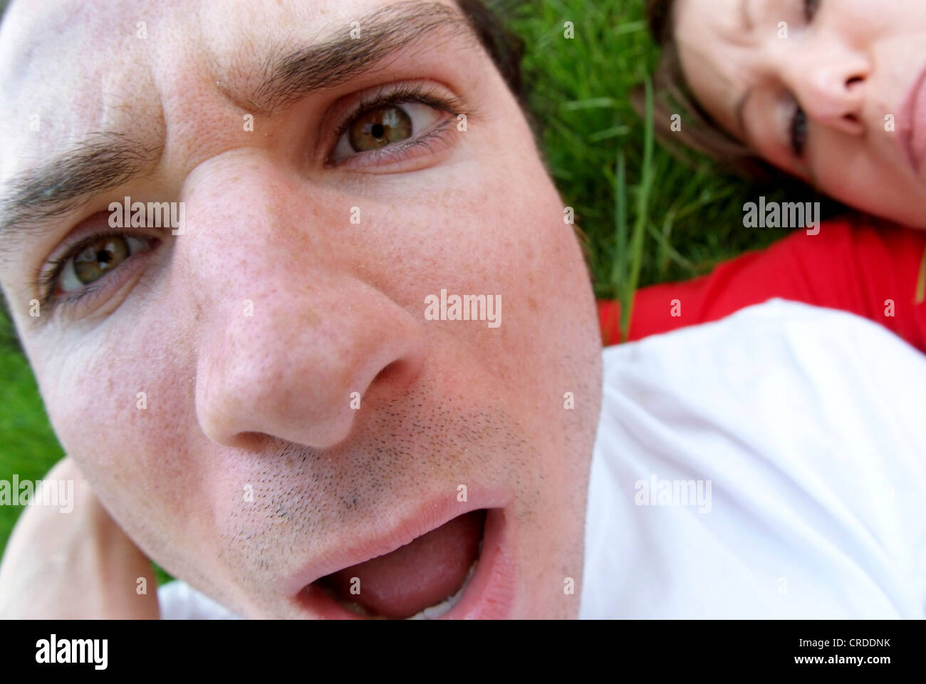 disgusted young man with woman Stock Photo