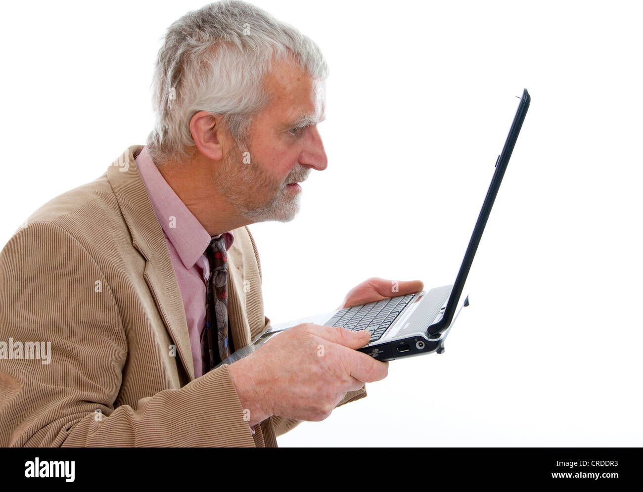 retiree with laptop Stock Photo