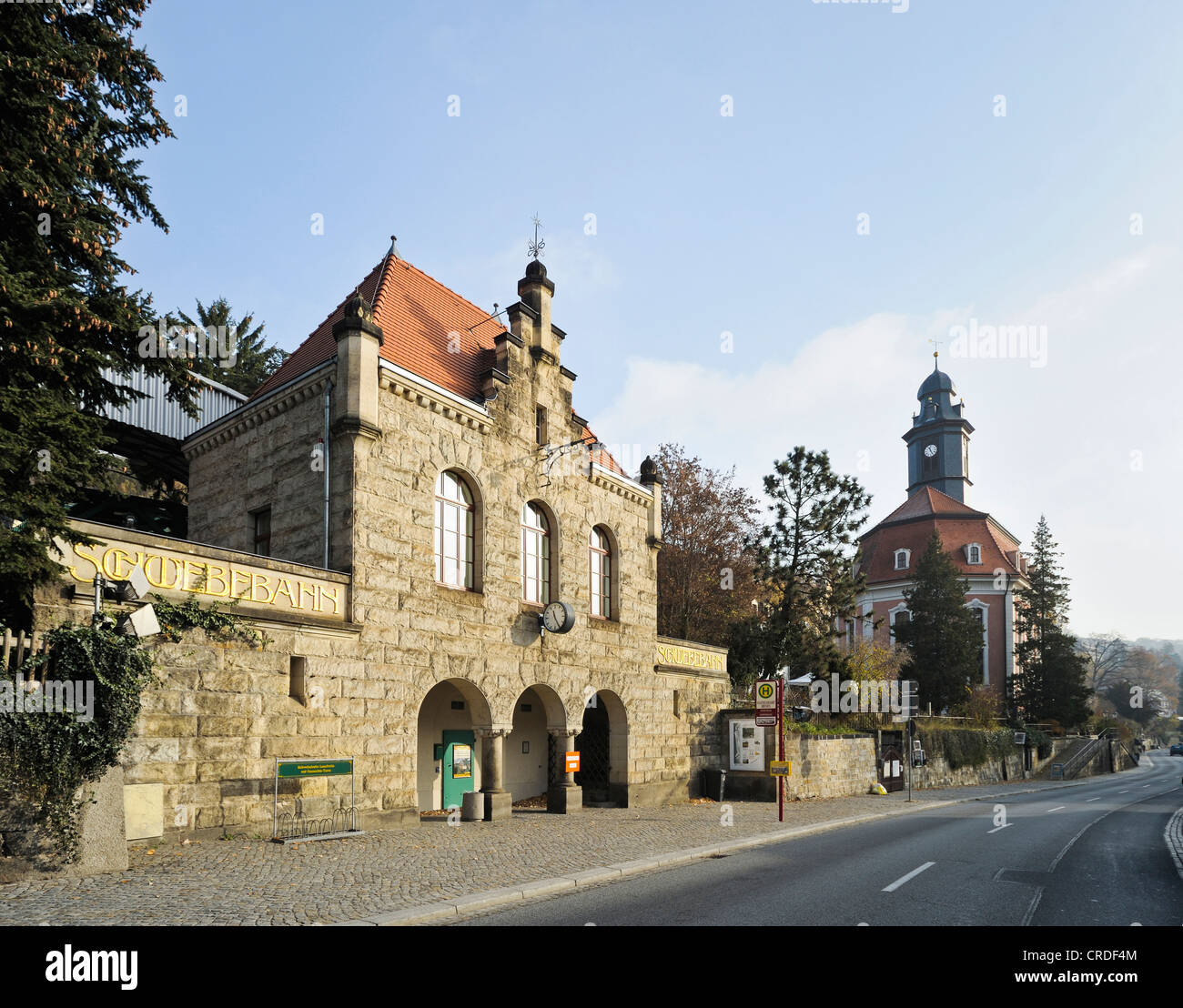 Entrance to the Schwebebahn Dresden suspension railway, Loschwitz, Dresden, Saxony, Germany, Europe, PublicGround Stock Photo