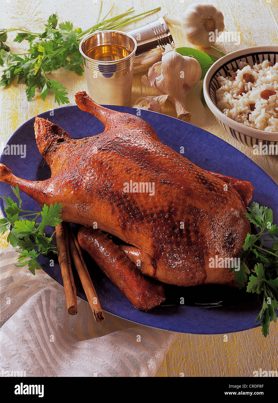 Duck with spinach stuffing, Tunisia. Stock Photo