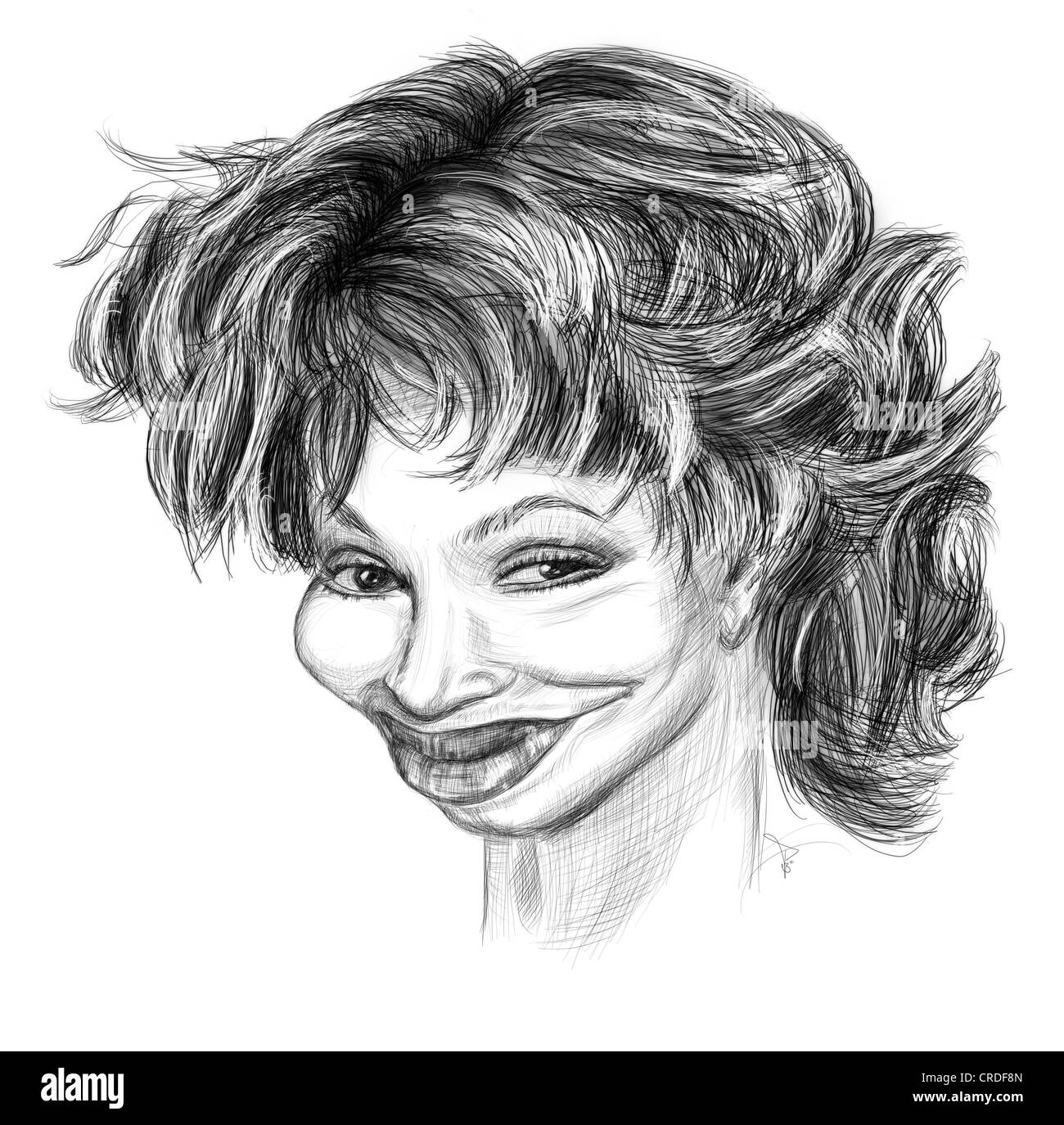 Caricature of Tina Turner Stock Photo
