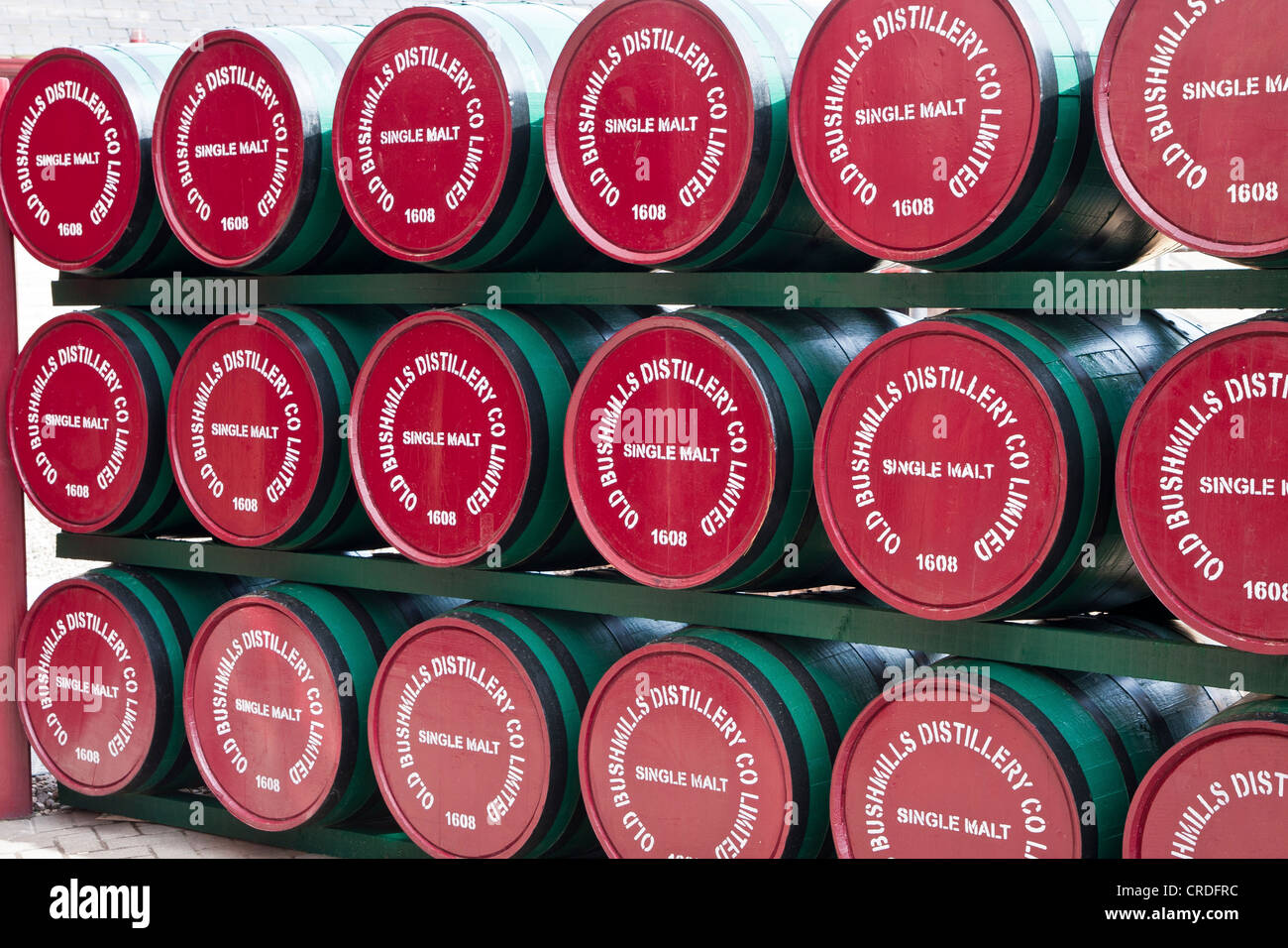 Whiskey barrels at the Bushmills distillery in Co Antrim Northern