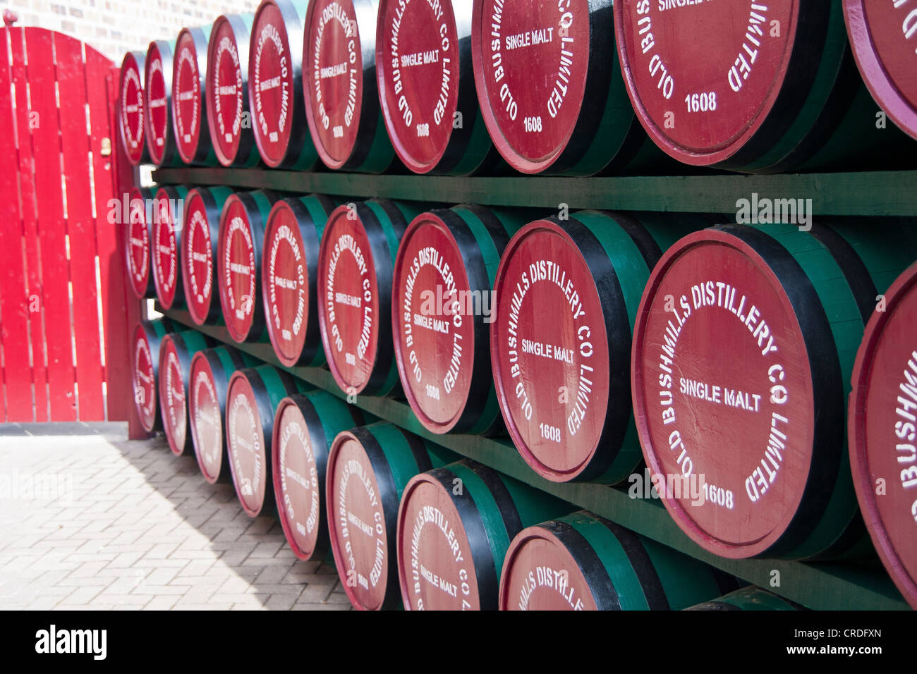 Whiskey barrels at the Bushmills distillery in Co Antrim Northern