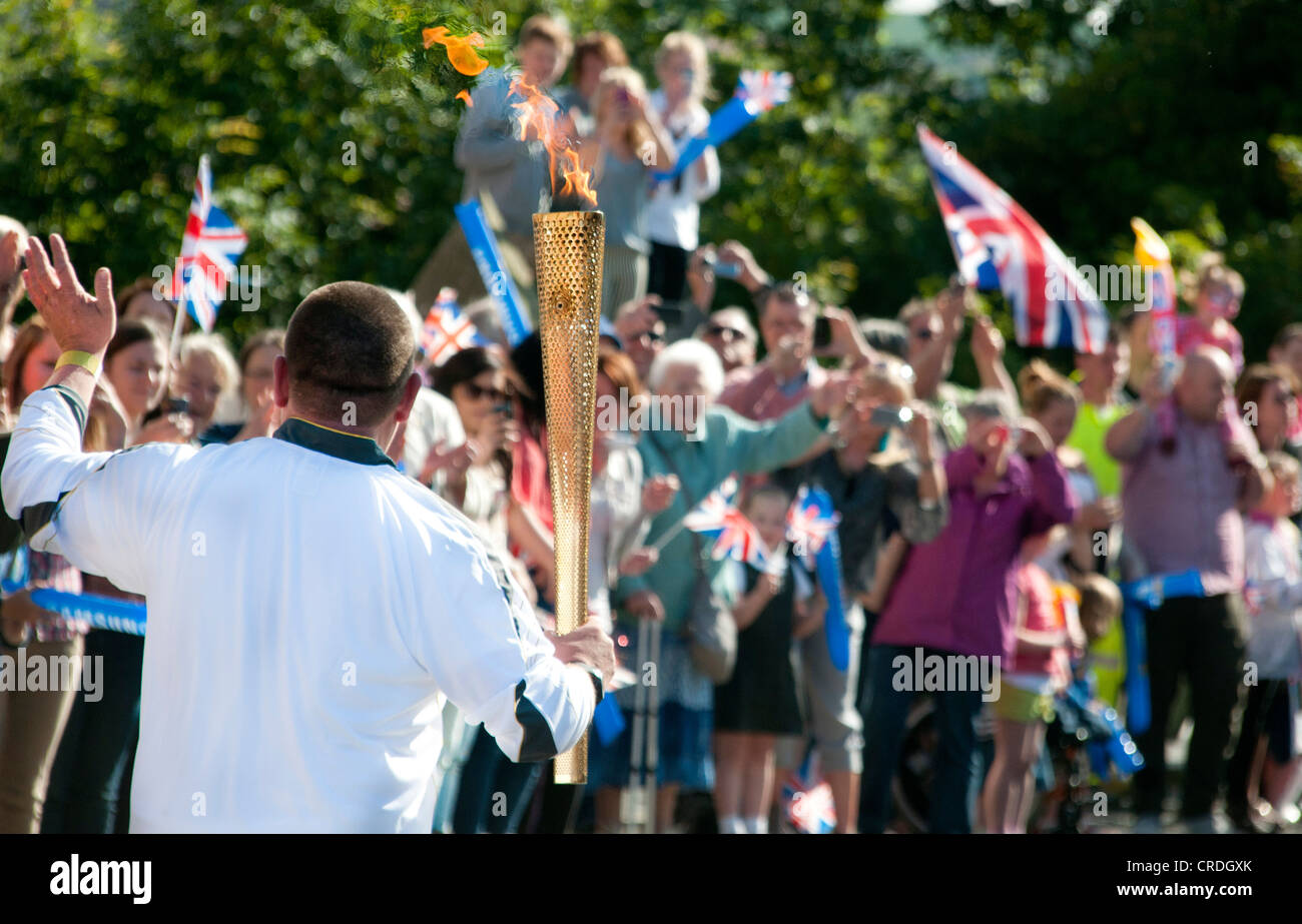 Scott Richards from Edinburgh, Olympic Torch Relay Berwick upon Tweed Stock Photo